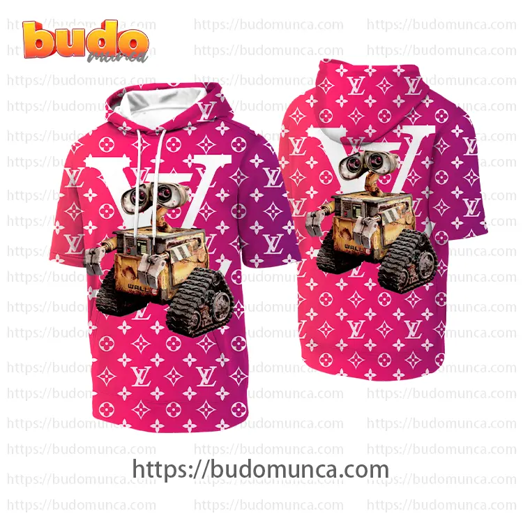 Louis vuitton and wall e robot pixar movie hooded short sleeve t-shirt gift uninque for kid man women